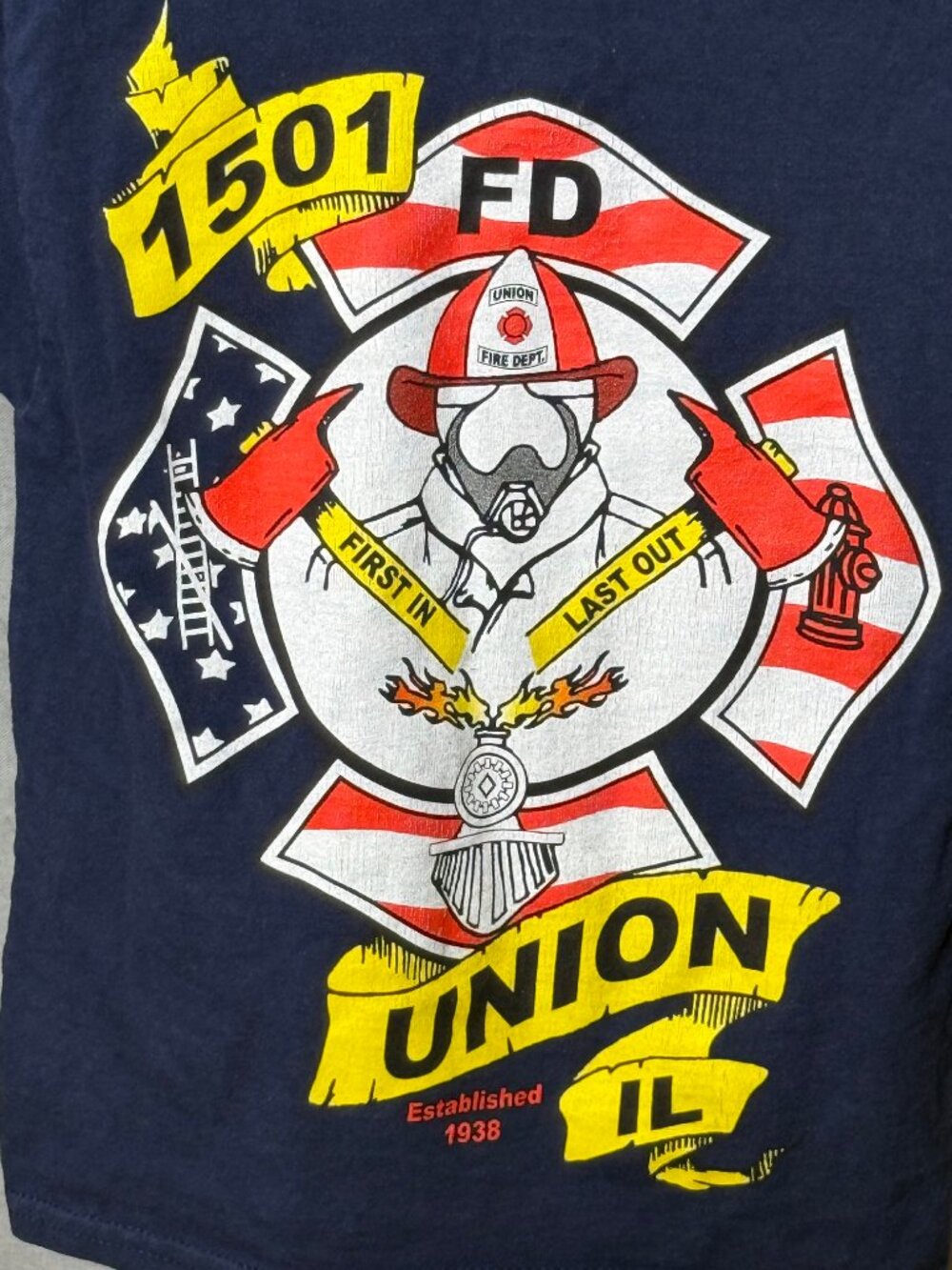 Hanes - Kids - Short Sleeve Union (IL) Fire Department Shirt - Size Youth XS